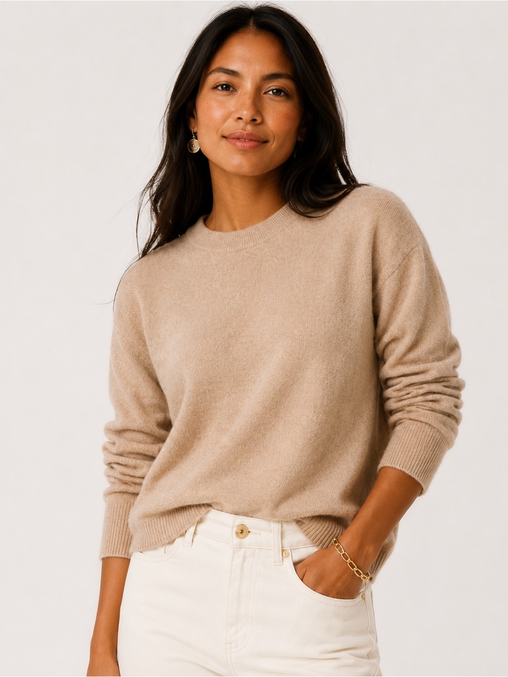 New! J. Crew Cashmere relaxed crewneck sweater Heather Stone